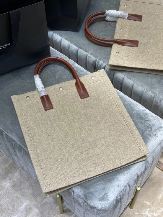 Tony Luxuries BAG N RIVE YSL IN COTTON AND GAUCHE S LINEN SHOPPING 0818